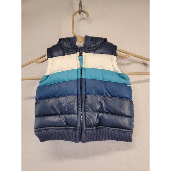 NWOT Old Navy Infant blue and white puffer vest, Sz 6-12 mo. - Picture 1 of 9